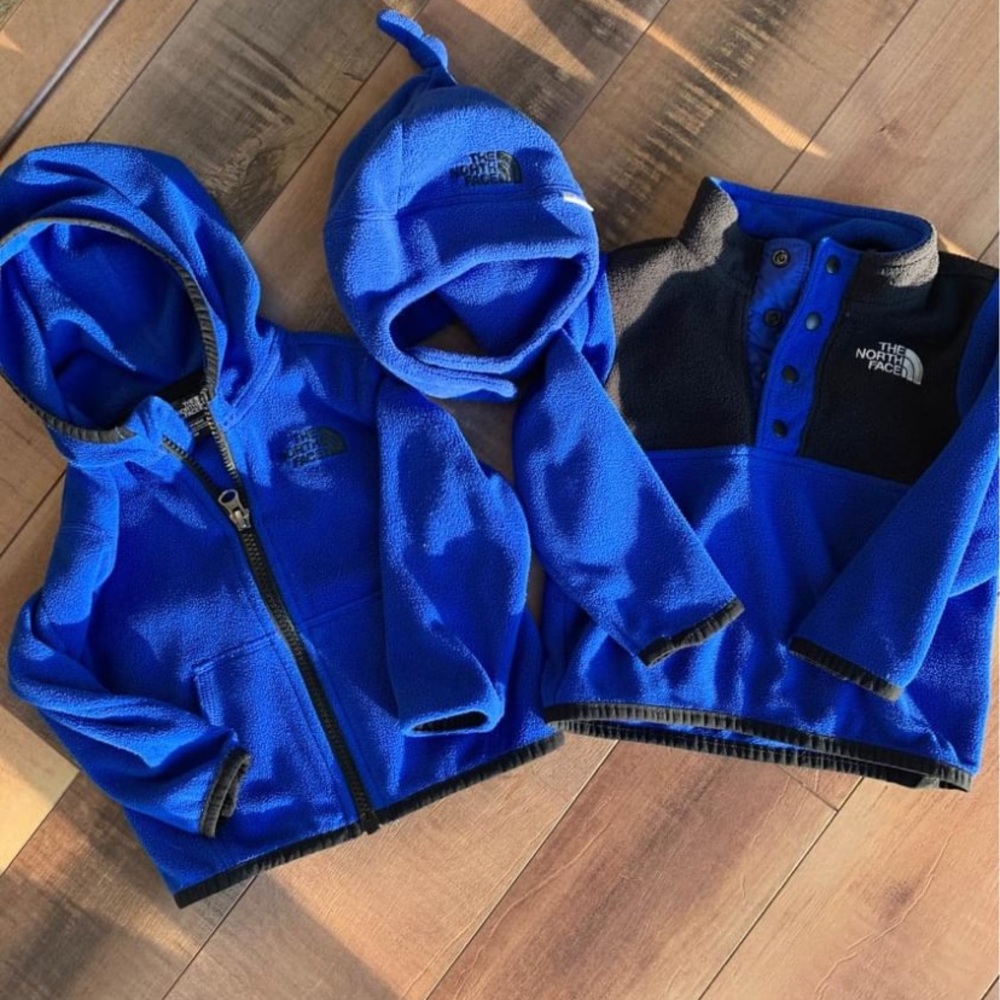 North face boys 6-12 months fleece coat/jacket/hat